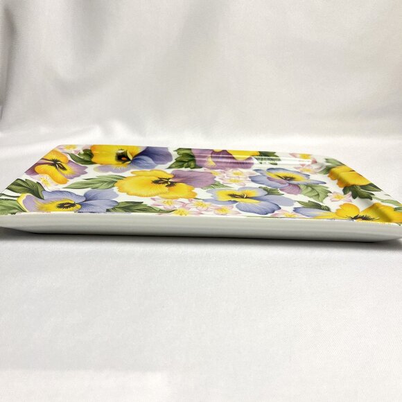 Pillivuyt France Vintage Pansy Porcelain Platter Rare Hand Painted Tray 11" - Picture 3 of 12